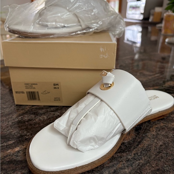 Michael Kors White Cindy Sandal-Leather - Picture 1 of 5
